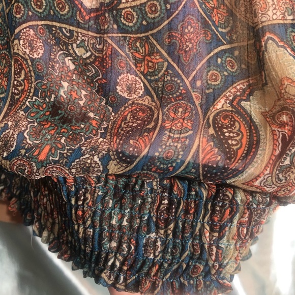 Semi sheer boho glam tank blouse, L - Picture 4 of 10